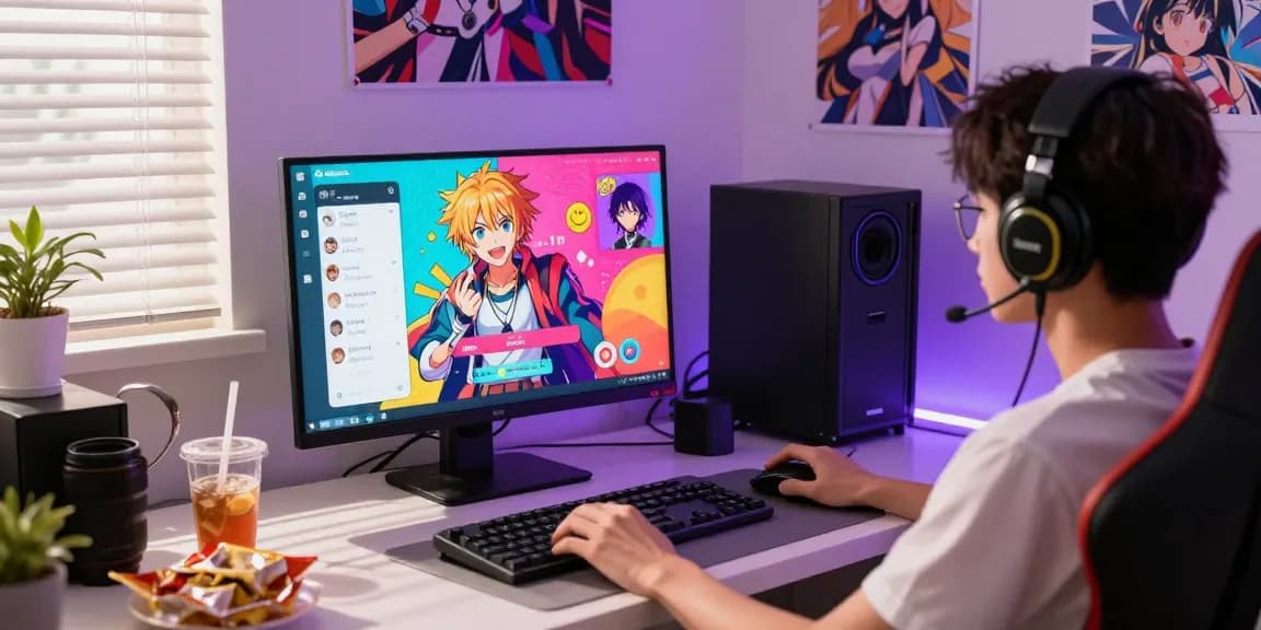 Engaging in ai ecchi chat on a vibrant animated interface with characters and colorful decor.