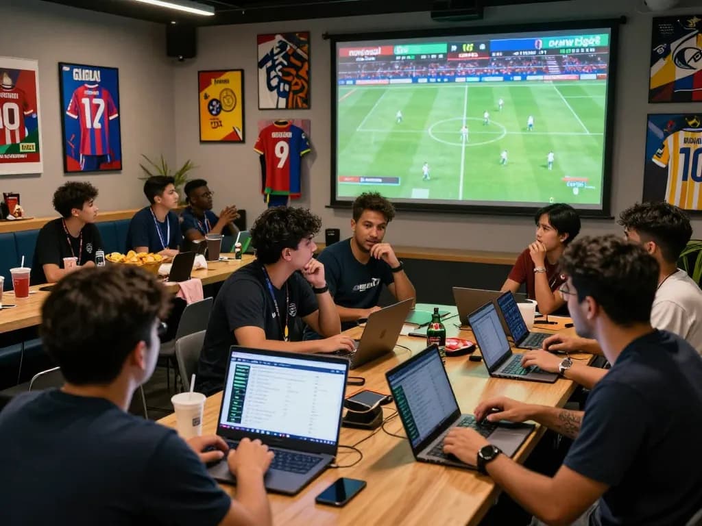 Fans engaged in lively discussions using nowgoal for real-time football scores and statistics.