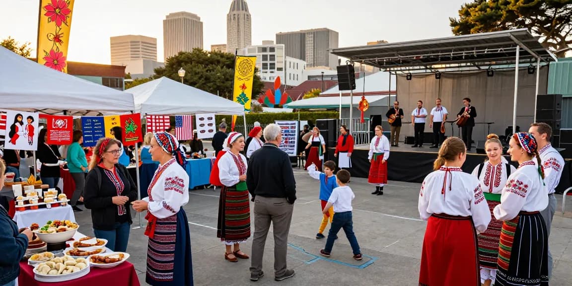 Community celebration showcasing Polish culture at https://www.sfpol.com/ in San Francisco with residents enjoying traditional music and food.