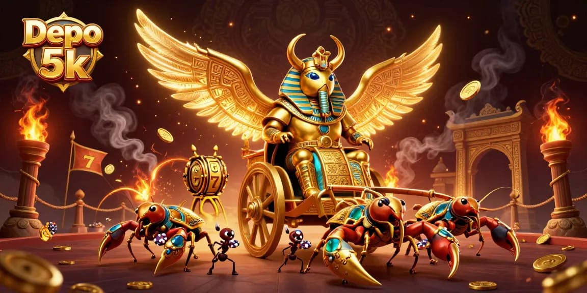 Raih kemenangan dengan Depo 5k, akses fitur sultan dan game menarik dalam ilustrasi kasino.
