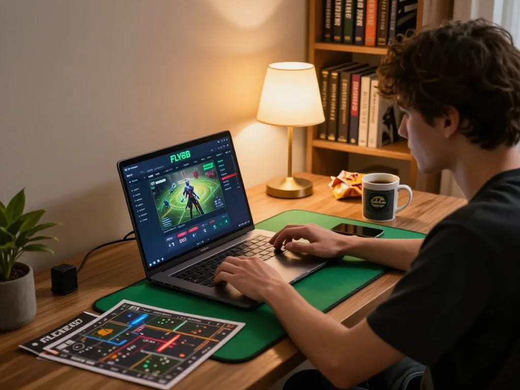 Engaging with the trang chủ FLY88 interface while strategizing online gambling.
