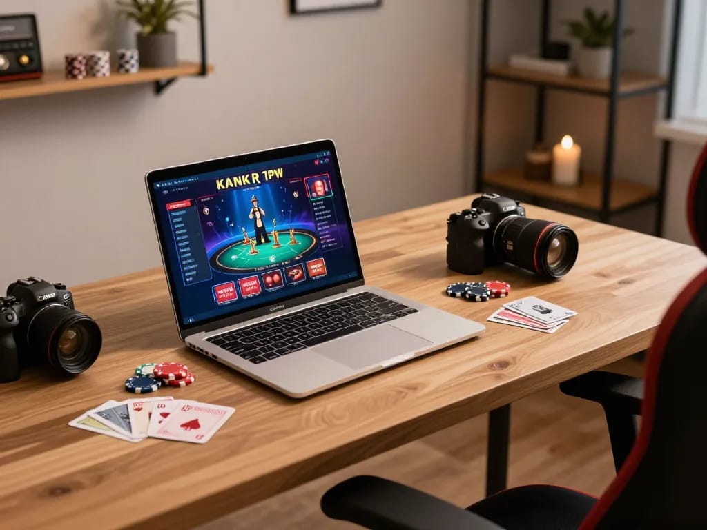 Engaging online gaming scene showcasing a sun win interface with poker chips and cards, emphasizing strategic play.