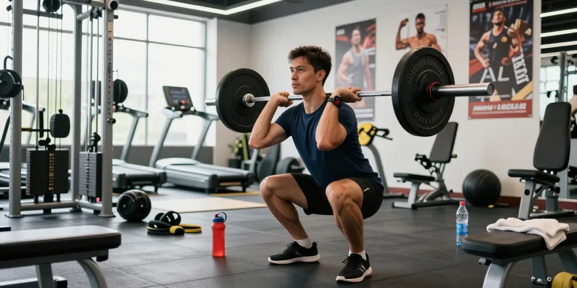 Man lifting weights in a gym showcasing the Anabolika Shop's commitment to safe and effective muscle building.