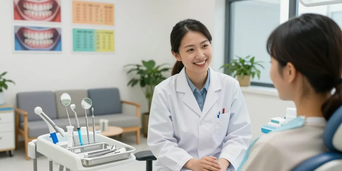 Discover more here at a comfortable dental clinic setting with a smiling dentist and welcoming environment.
