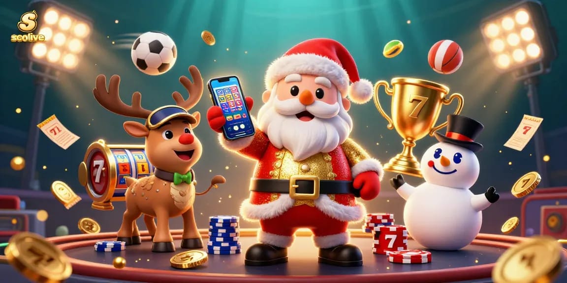 Experience soccer excitement with socolive in a vibrant casino-themed 3D scene.