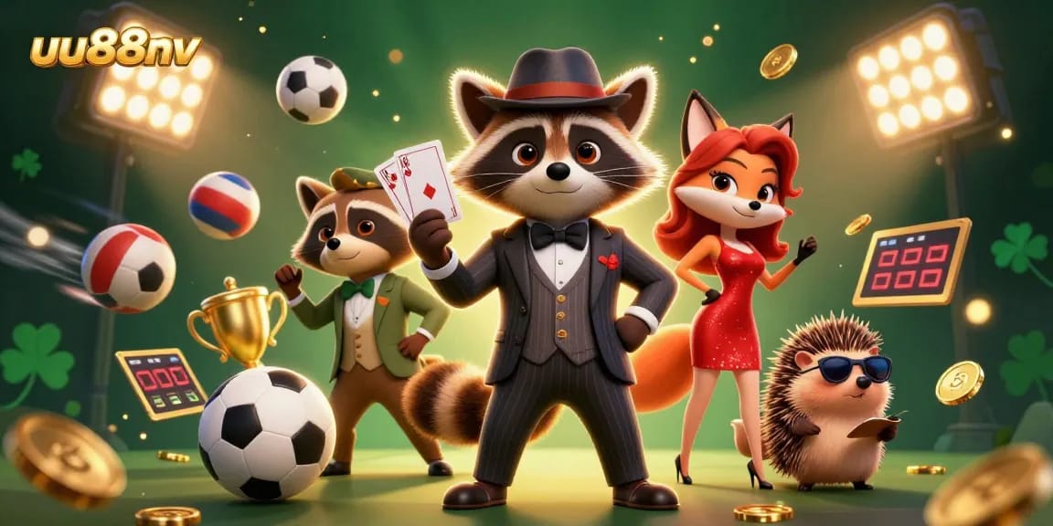 Experience the thrill of uu88nv with an energetic scene featuring a suave raccoon and charming companions.