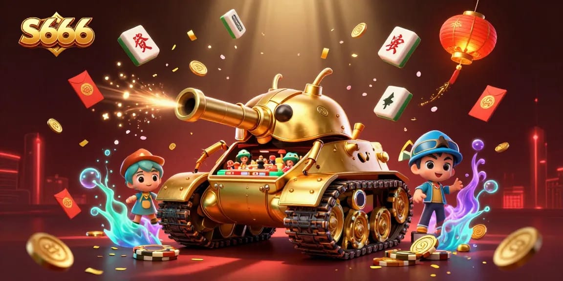 S666 interactive casino experience in a golden beetle tank bursting with lively gaming elements.