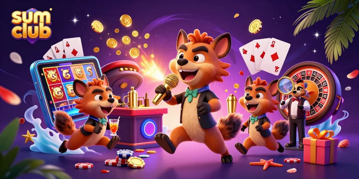 Hyenas entertain at the sum club casino, showcasing dynamic gaming action in a vibrant atmosphere.