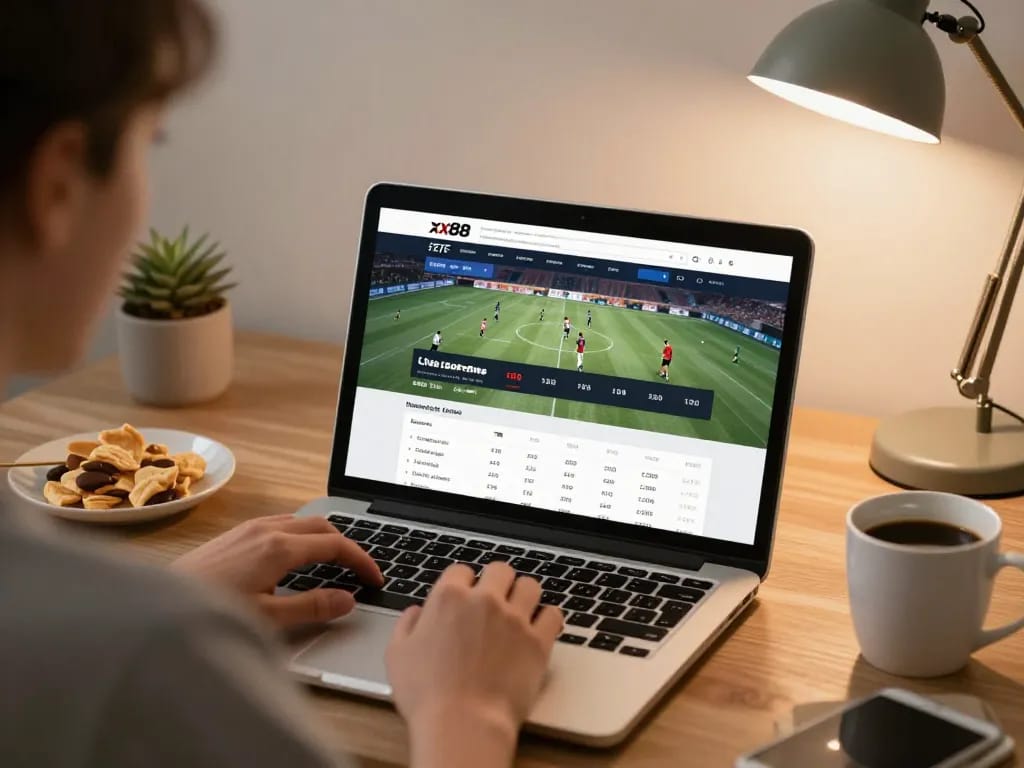 Place bets and track live games on the xx88 sports betting platform in a cozy home environment.