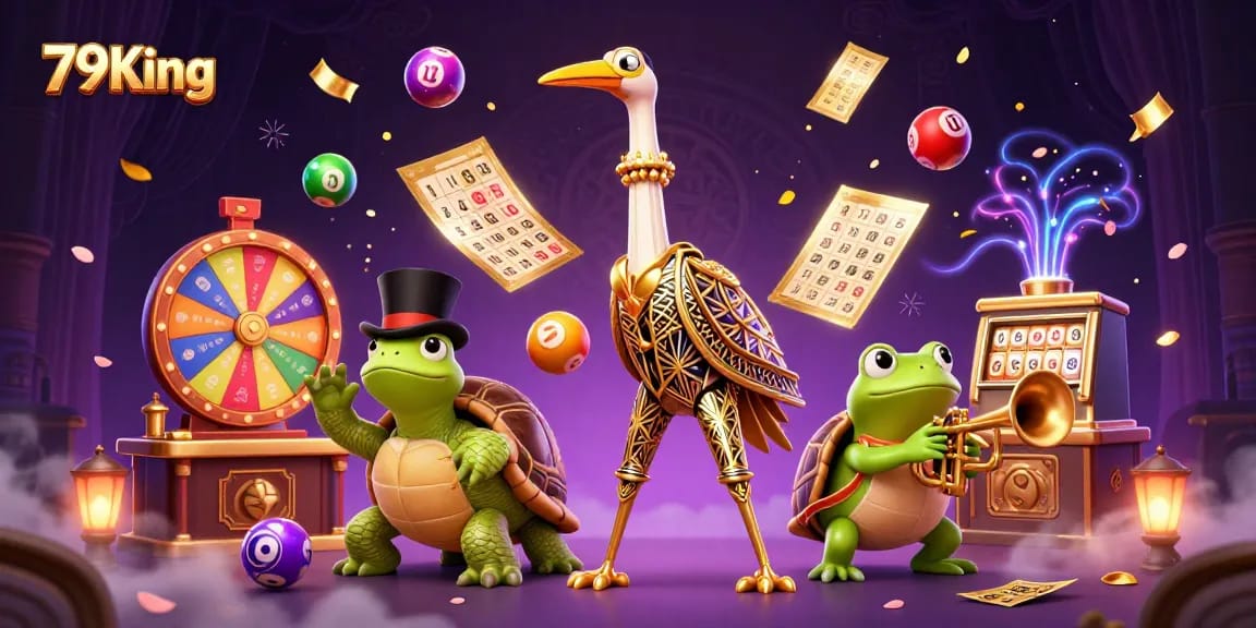 Experience the excitement of winning at 79King with vibrant casino elements and character action.