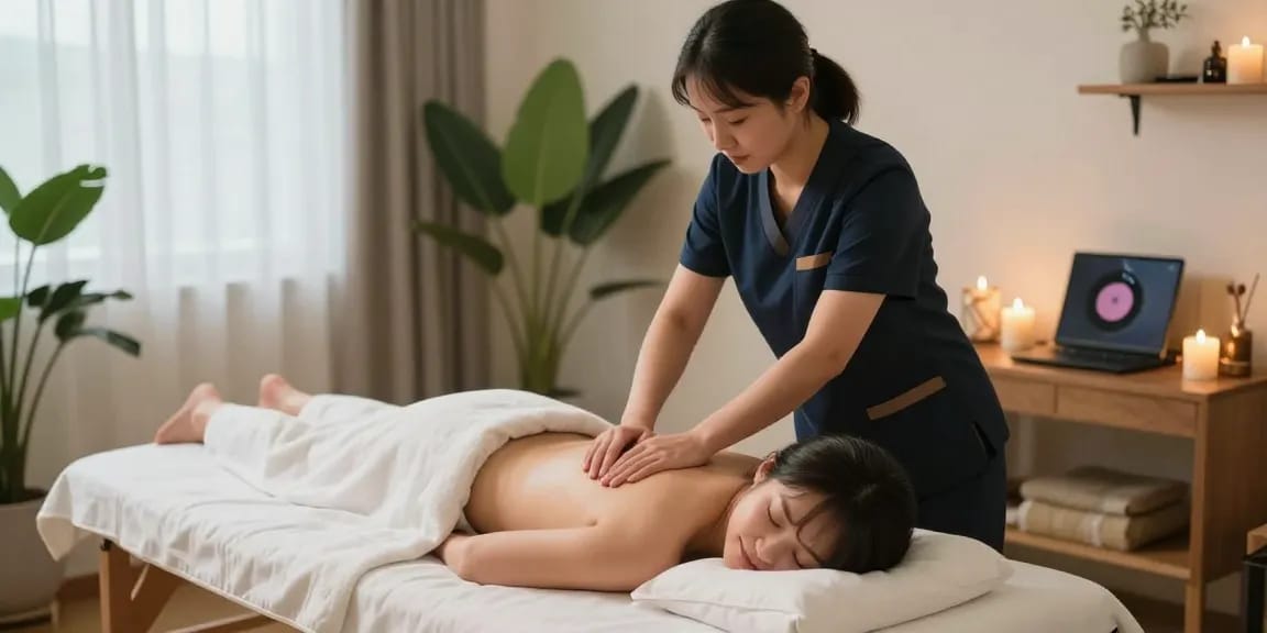 하남출장안마 전문 마사지사의 편안한 홈케어 서비스를 받는 고객의 모습