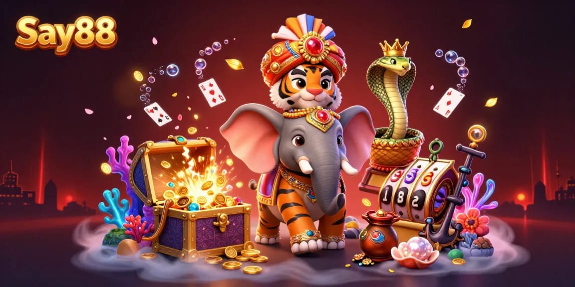 Experience thrilling games at Say88 with vibrant slots and an enchanting 3D scene.