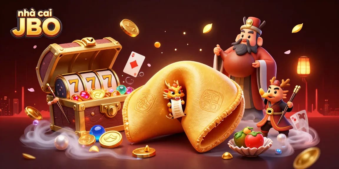 Experience thrilling wins at nhà cái JBO with a vibrant, action-packed casino illustration.