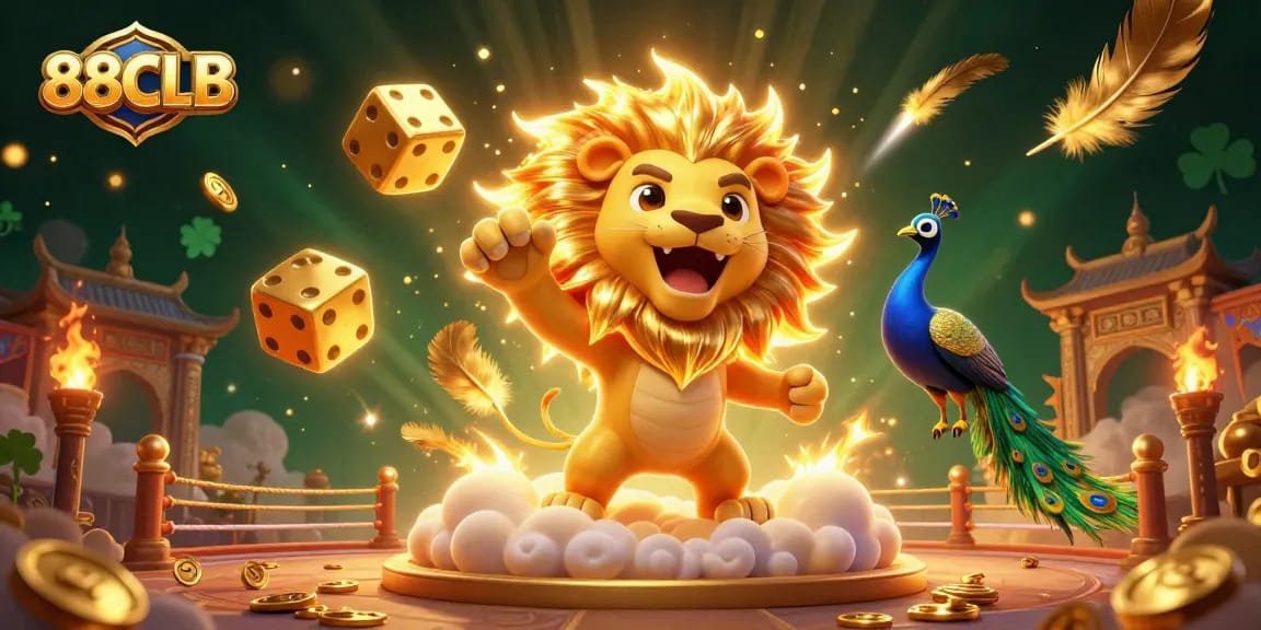 Engage with 88CLB's thrilling gambling adventure featuring dynamic characters and golden elements.
