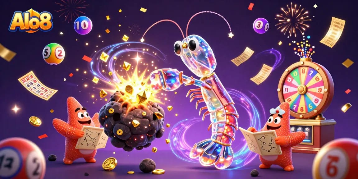 Alo8 empowers players with thrilling lottery excitement through vibrant gaming elements in an engaging illustration.