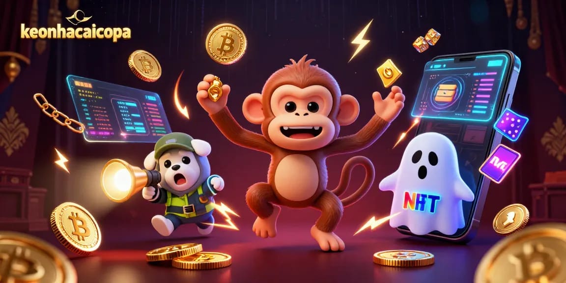 Engage with keonhacaicopa's exciting casino experience featuring a ghostly monkey and a flashlight puppy in action.