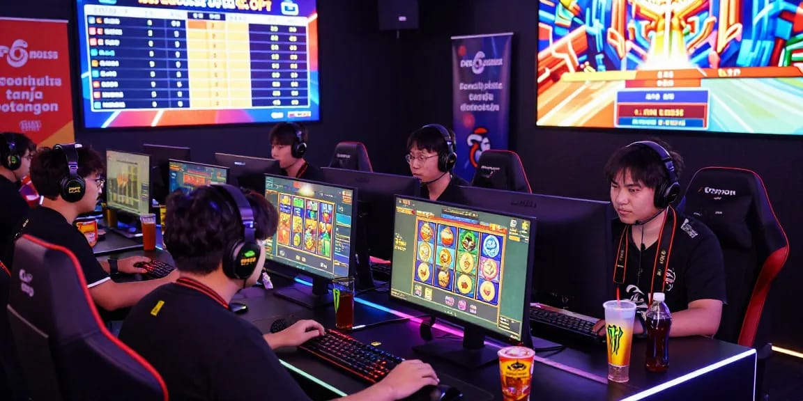 Engaging online gaming scene with players focused on deposit pulsa tanpa potongan, showcasing competitive spirit and excitement.
