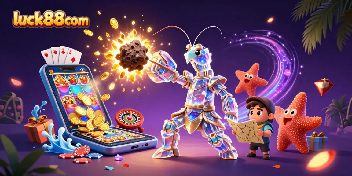 Win big with luck88com in this thrilling 3D render of a colorful casino adventure!