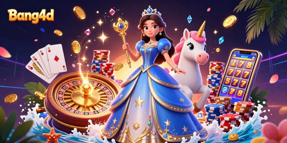 Experience exciting gaming at bang4d with vibrant visuals of casino games and enchanting characters.