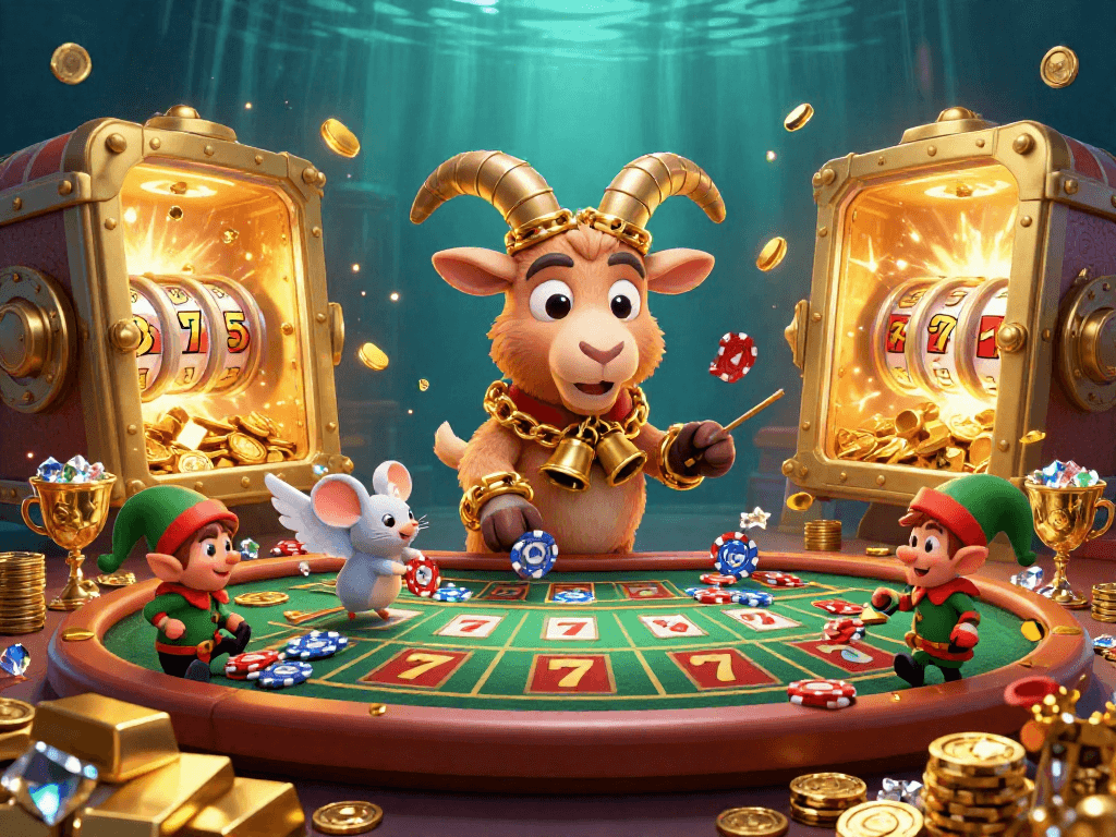 Experience thrilling gameplay at sx88, featuring a lively casino with vibrant characters and gold treasures.