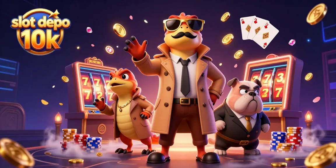 Experience the thrill of slot depo 10k with raptors in disguise entering a VIP casino lounge.