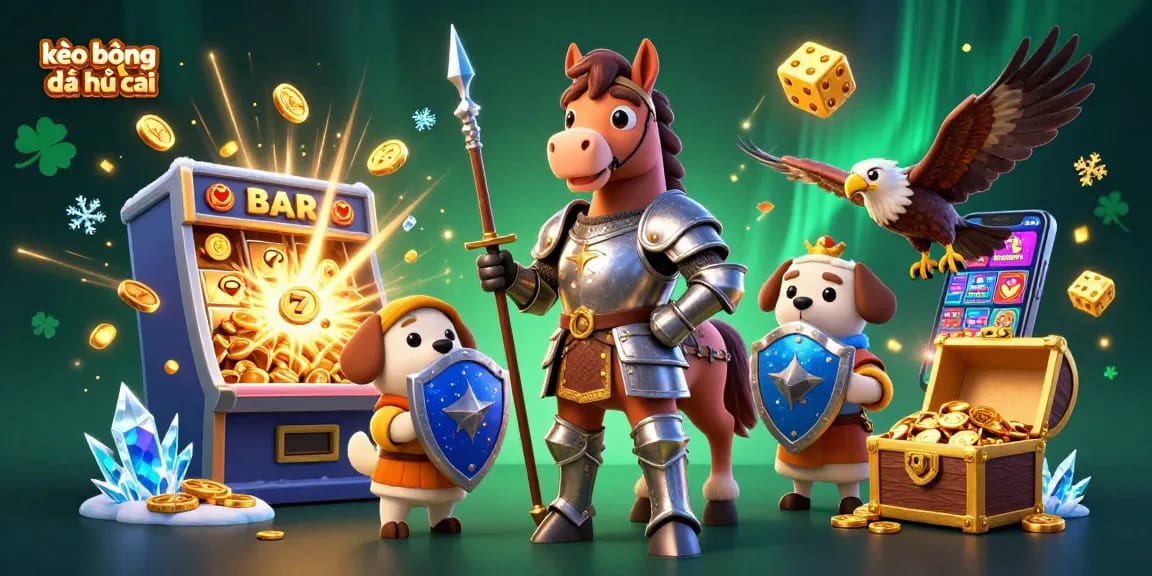 Bet on kèo bóng đá nhà cái and win with dynamic casino elements in a vibrant 3D scene.