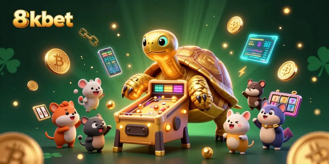 Experience 8kbet's exciting slot gaming with thrilling elements and vibrant details in this 3D illustration.