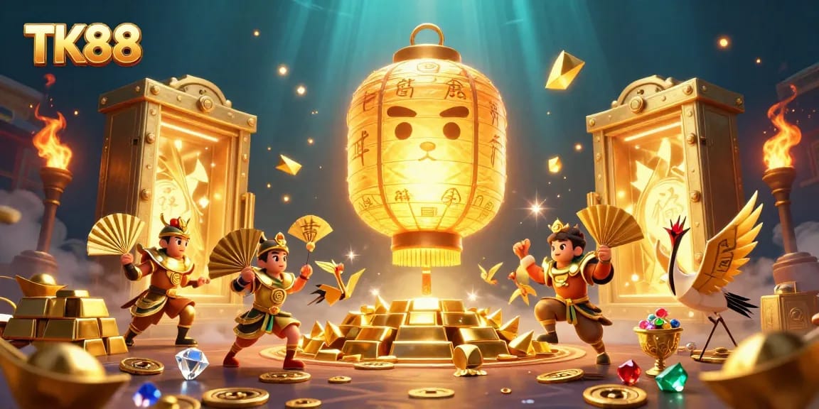 Engage with thrilling TK88 gameplay amidst a vibrant casino atmosphere overflowing with treasures and excitement.