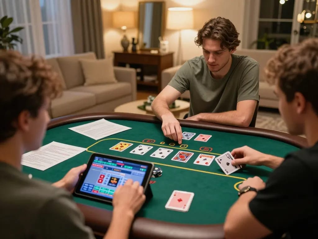 Player enjoying iwinlive gaming experience on a tablet at home with strategic notes