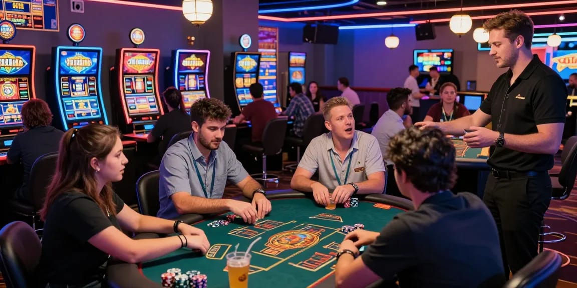 Exciting gaming experience at 789Club with players at vibrant casino tables and live interactions.