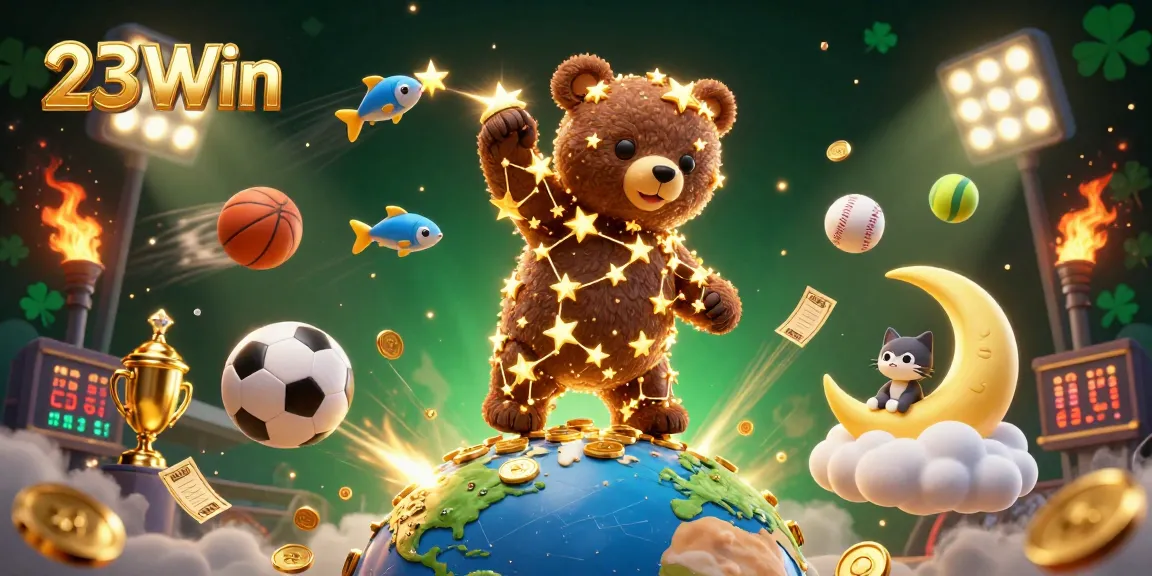 Engage with exciting 23Win gameplay, featuring golden stars and sports elements.