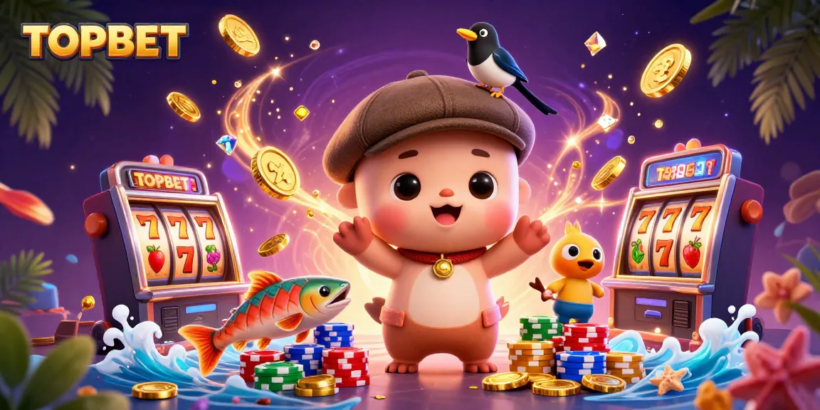 Engage with TOPBET in this vibrant illustration of a playful casino theme featuring the Loch Ness monster.