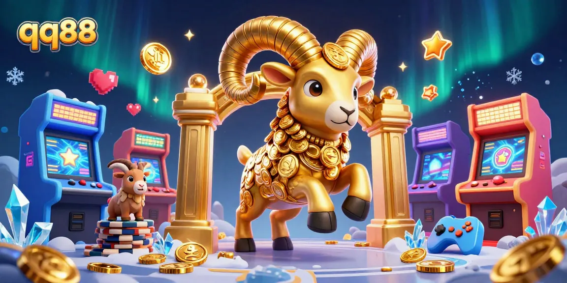 Join the excitement at qq88, where a golden ram charges through a dazzling casino landscape!