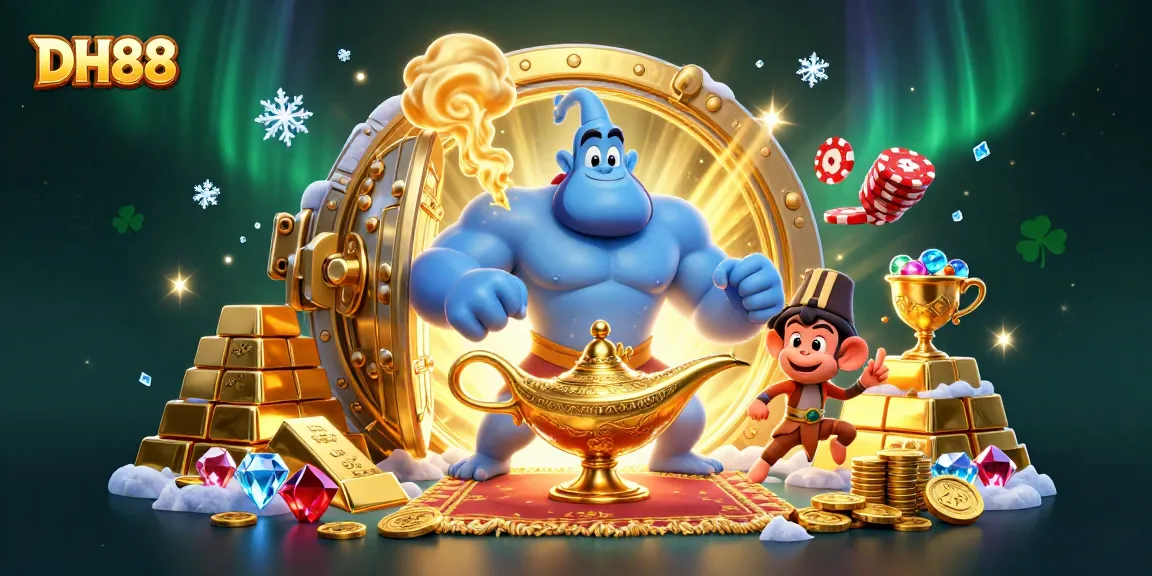 Engage in thrilling casino action with vibrant DH88 scene showcasing treasures and fun