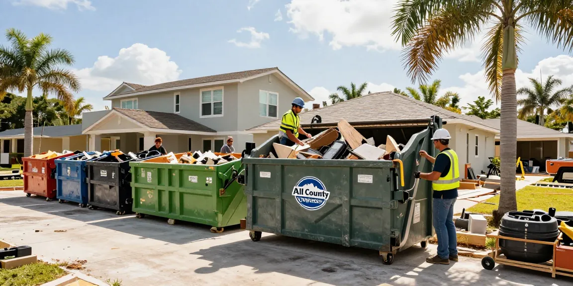 Contractor overseeing a waste management team at a construction site, showcasing dumpster rental in Sarasota FL.