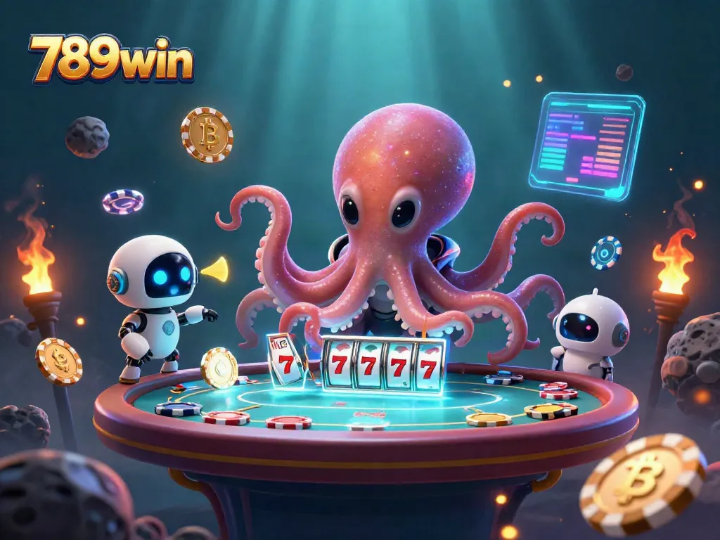 Experience thrilling gaming at 789win with cartoon alien octopus and exciting poker action.