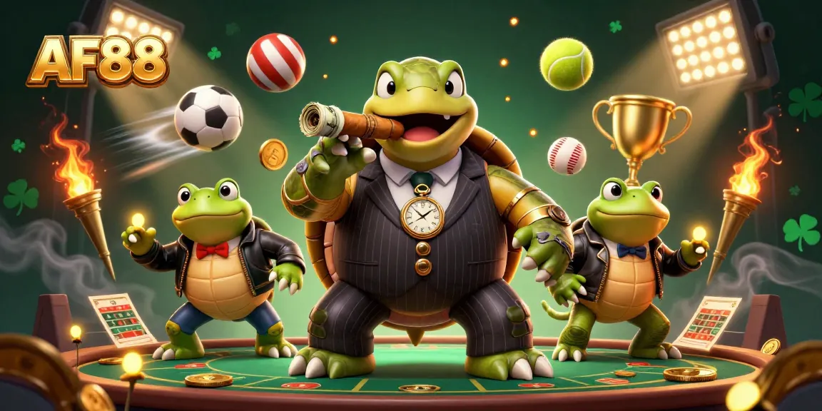 Experience thrilling betting action with AF88 in this vibrant casino scene featuring unique characters.