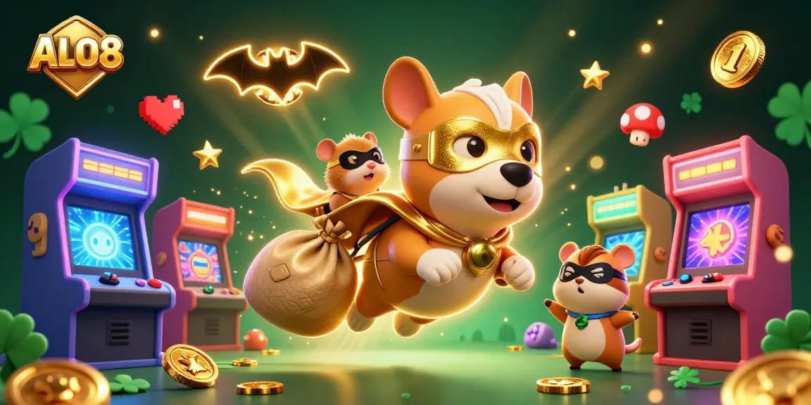 Win big with ALO8 in this dynamic casino adventure featuring a flying superhero dog and colorful games.
