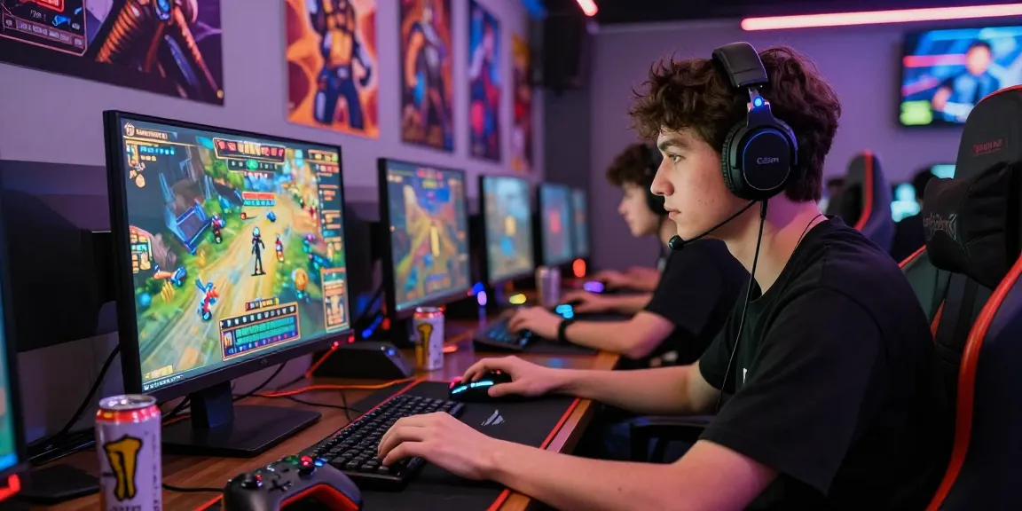 Engaging online gaming setup showcasing https://gravatar.com/playbook88official with vibrant game graphics and a focused enthusiast.