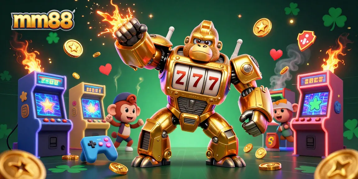 Experience thrilling games at mm88 with a golden gorilla mech and dynamic gaming elements.