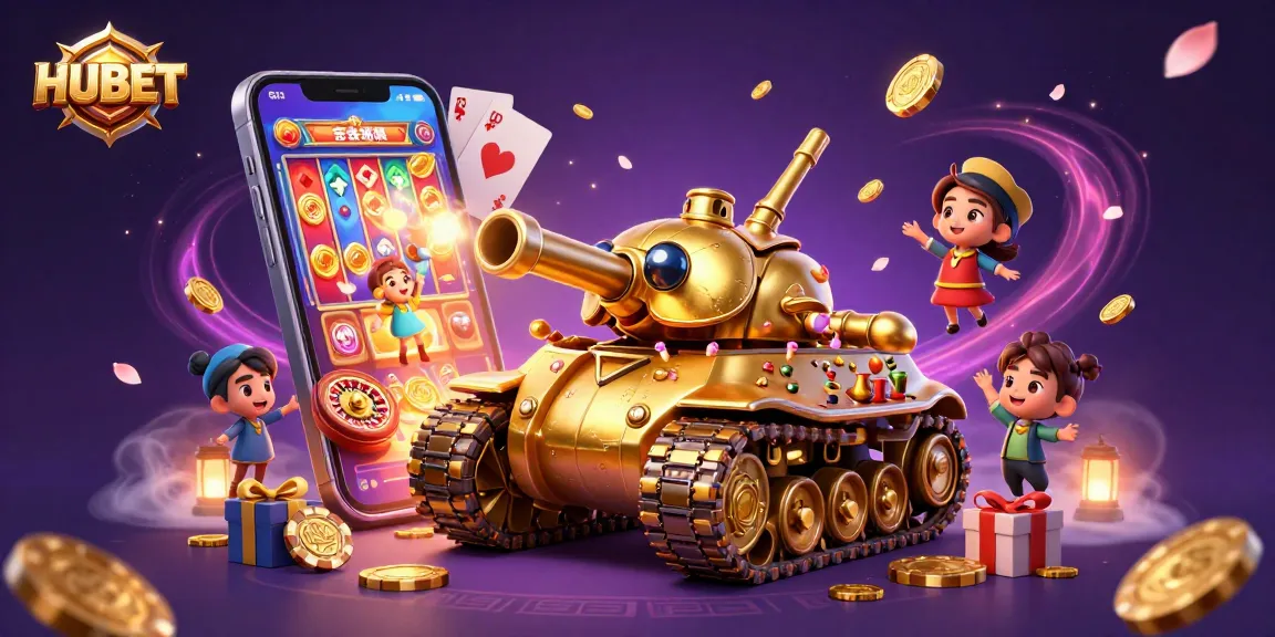HUBET players engaging in a vibrant casino environment with golden coins and slots