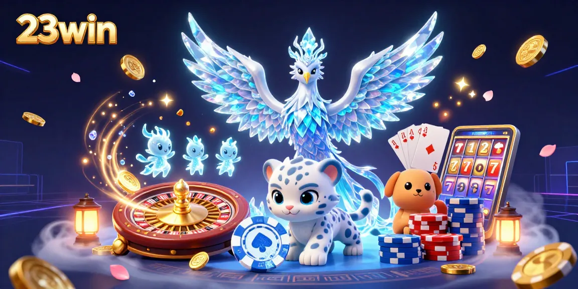 Experience thrilling games at 23win as the ice phoenix reveals treasures in a dynamic casino scene.