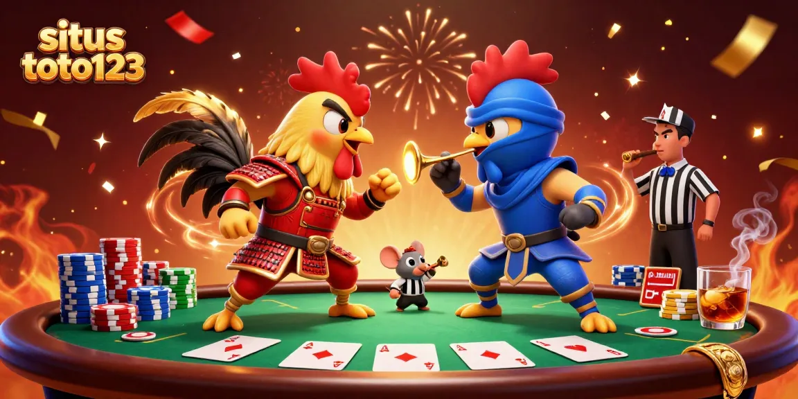 Engage with the action on situs toto123 featuring a dramatic showdown between armor-clad roosters.