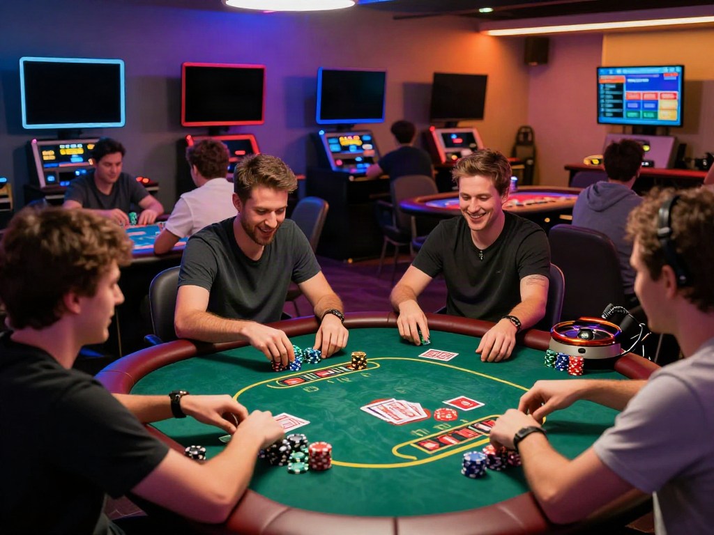 Excited players enjoying table games at FABET, showcasing vibrant gaming atmosphere and camaraderie.