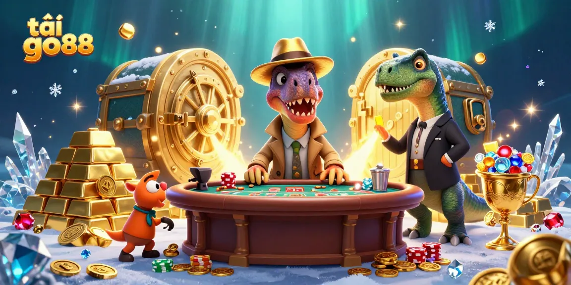 Engage with the vibrant play of tải go88 as a velociraptor card counter amidst dazzling casino treasures.
