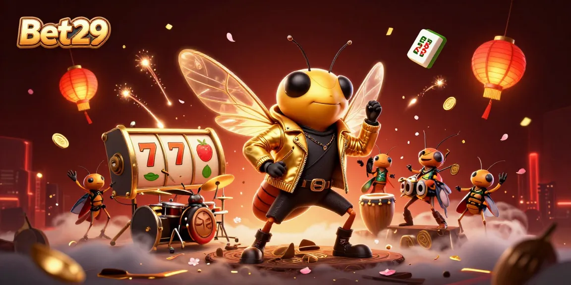 Experience thrills as Bet29 casino features a rock star cicada, lucky slots, and golden coins.