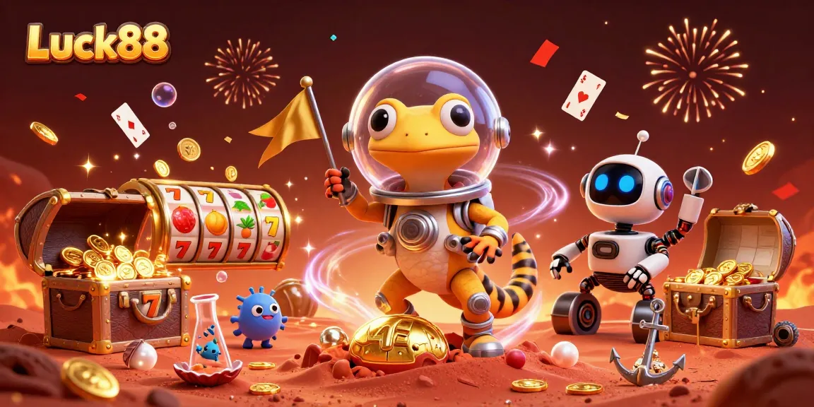 Experience the luck and excitement of Luck88 with vibrant casino elements in a dynamic scene.