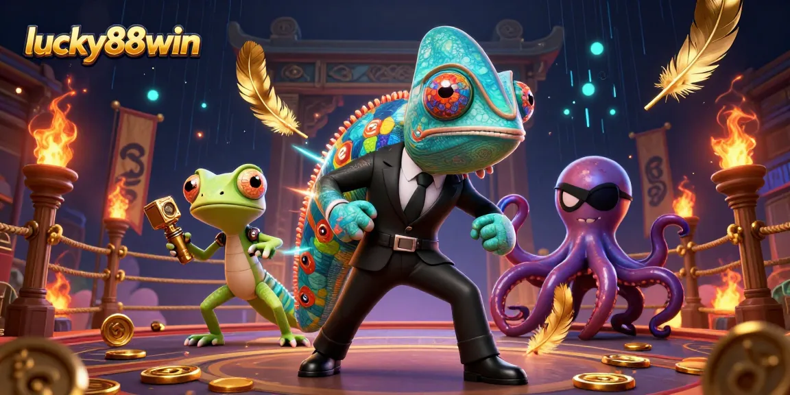Experience exhilarating gameplay at lucky88win with captivating casino-themed characters in an action-packed scene.