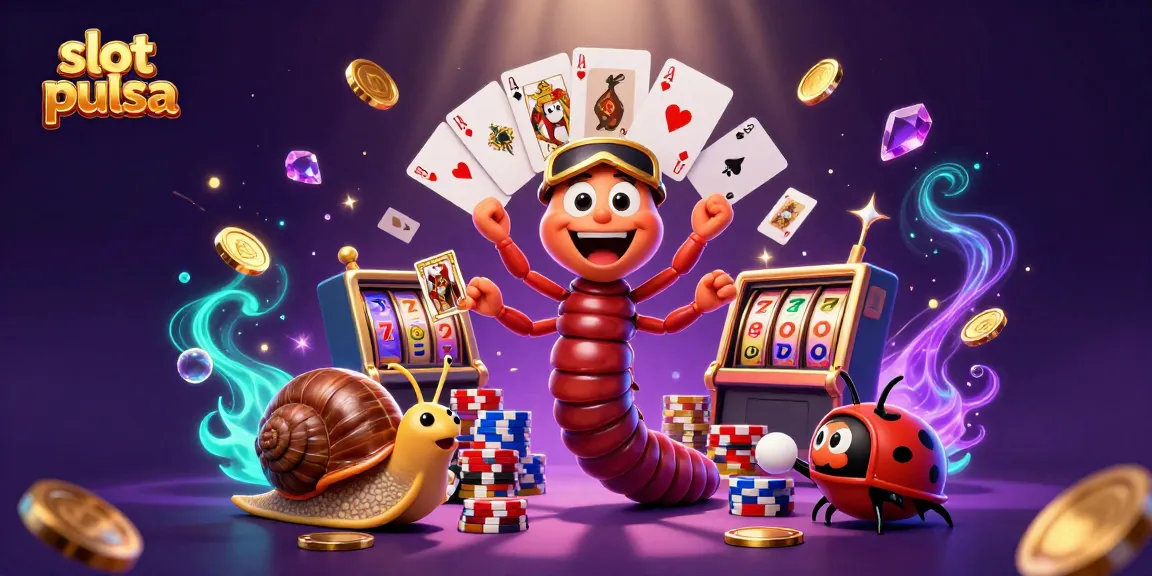 Engage with slot pulsa excitement as a dealer showcases playing cards and a high-roller manages chips amidst casino treasures.