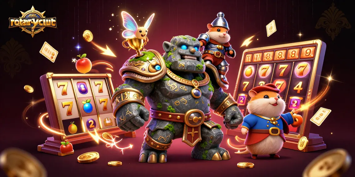 Rotaryclubmiamiairport showcases engaging slots action with a magical golem, fairy, and hamster knight.